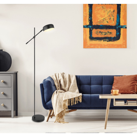 Stojanové svietidlo, kov čierny, plast satinovaný, nastaviteľné pomocou kĺbu, kábel 1,8m, vypínač, D 10