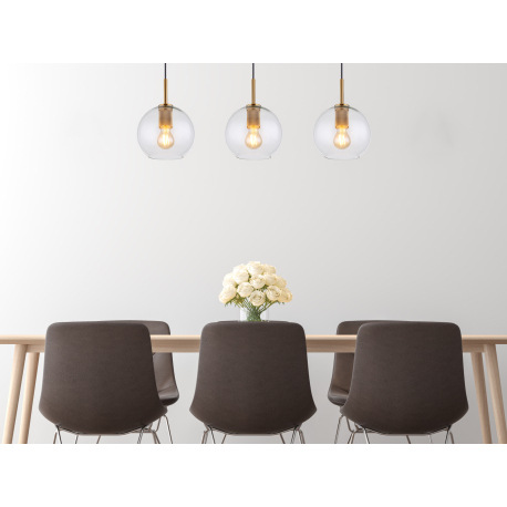 Závesné svietidlo, mosadz matná, priehľadné sklo, čierny PVC kábel, DxŠxV:900x200x1200, bez žiarovie 1