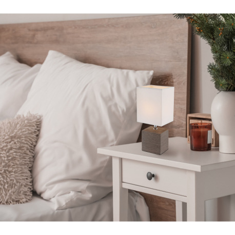 Stolová lampa, keramika hnedá, textil biely, kábel 1,2m, vypínač, DxŠxV: 130x110x290, bez žiarovky 1 6