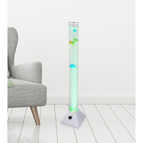 Stojanové svietidlo, plast sivý a priehľadný, čierny PVC kábel, s vypínačom na kábli, RGB zmena farb 1