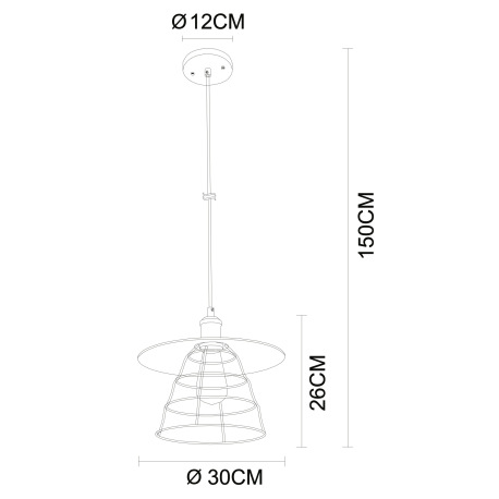 Závesné svietidlo, kov bronzový, kov čierny, Ø300 V:1500, bez žiarovky 1xE27, max. 60W 230V. 4