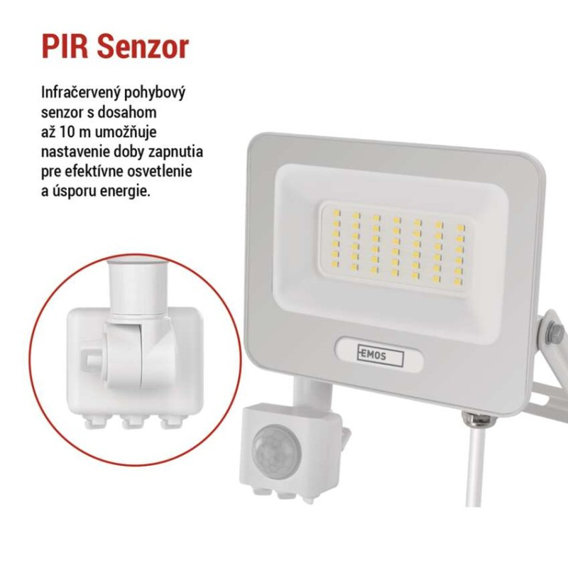 LED reflektor GLARO s pohybovým čidlom, 30 W, biely, IP54, 3000 lm, neutrálna biela 7