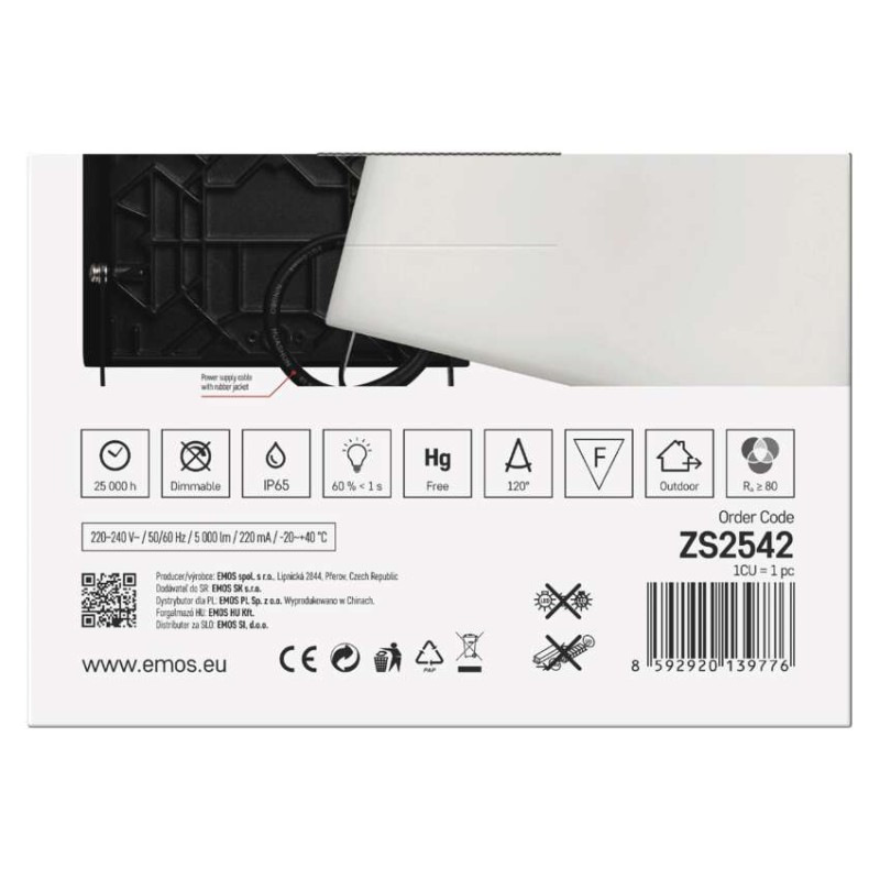 LED reflektor TAMBO, 50 W, 5000 lm, IP65, čierny 13