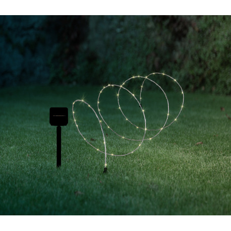 Solárne svietidlo, hliník, plast čierny, plast, svetielka na hliníkovom drôte, ohýbateľné, IP44, vyp 1