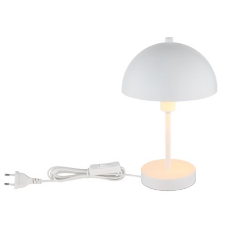 Stolové svietidlo, kov biely matný, kábel PVC biely, kolískový vypínač na kábli, ø: 200mm, V: 310mm, 14
