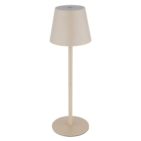 Stolová lampa, kov/plast pieskový/biely, dotyk. zap/vyp/stmievanie, USB-A 2.0 - USB-C; aku CR18650 1 5