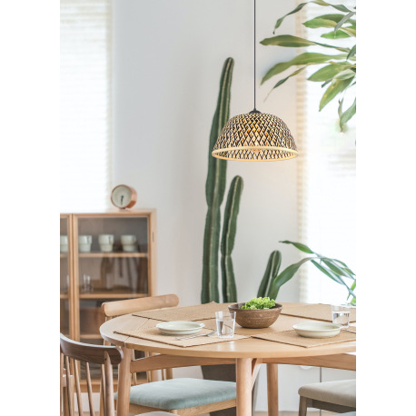 Závesné svietidlo kov čierny matný, bambus, prírodná farba, ø: 400mm, V: 1200mm, bez žiarovky 1x E27 6