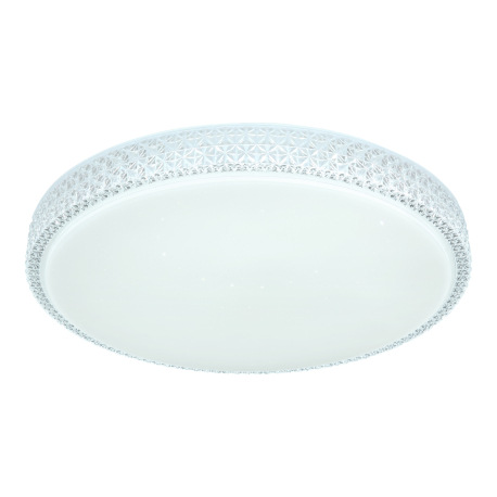 Stropné svietidlo, kov biely, akryl, plastové krištále, CCT násten. vypínačom, časovač, pamäťová fun 14