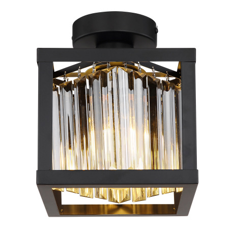 Stropné svietidlo kov čierny matný, sklenené kryštály dymovej farby, DxŠxV: 170x170x210mm, bez žiaro 4