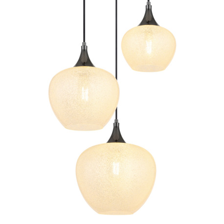 Závesná lampa kovová, broncová, číre sklo, akrylový krištáľ číry, kábel priehľadný PVC, výškovo nast 11