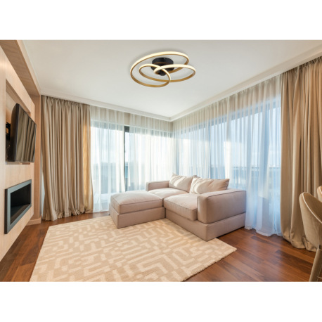 Stropné svietidlo, kov čierny, hliník zlatej farby, plast biely, ø: 500mm, H: 160mm, vrátane LED 40W 1