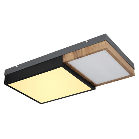 Stropné svetlo kov sivý/čierny matný, MDF imitácia dreva, plast opál, niekoľko úrovní cez nástenný s 5