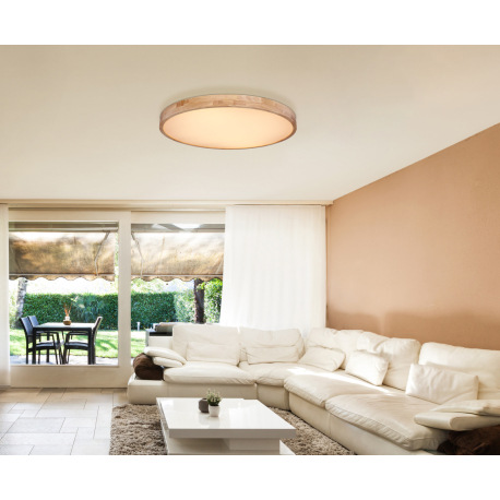 Stropné svietidlo, kov biely, prírodné drevo, plast biely, funkcia pamäte, stmievateľné, diaľkové ov 9