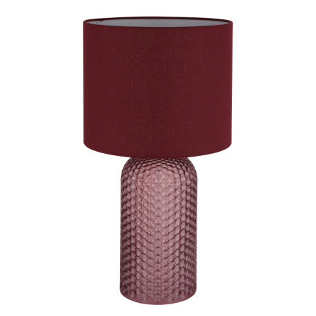 Stolová lampa, červené sklo, červený textil, biely PVC kábel, kolískový vypínač na kábli, ø: 265 mm, 10