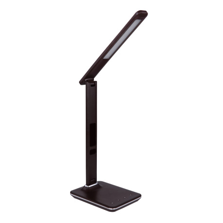 Stolová lampa, plast hnedý, imitácia kože, chróm, čas, dátum, teplomer, stmievateľné, fixácia farieb 1