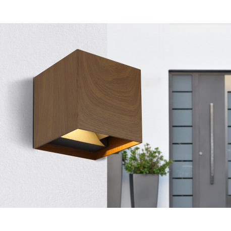 Vonkajšie svietidlo hliník, imitácia tmavého dreva, svieti smerom: hore a dole, IP54, nastaviteľný s 8