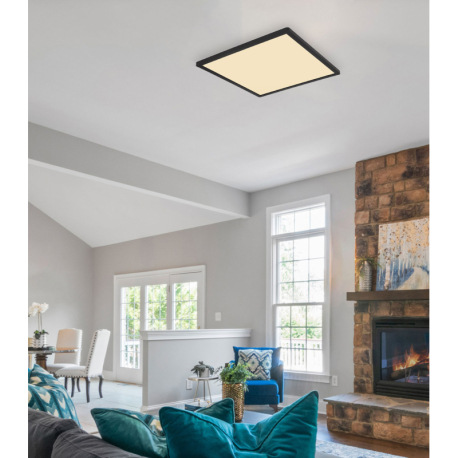 Stropné svietidlo, plast čierny/satinovaný, plast biely, podsvietenie, 3 úrovne osvetlenia pomocou n 2