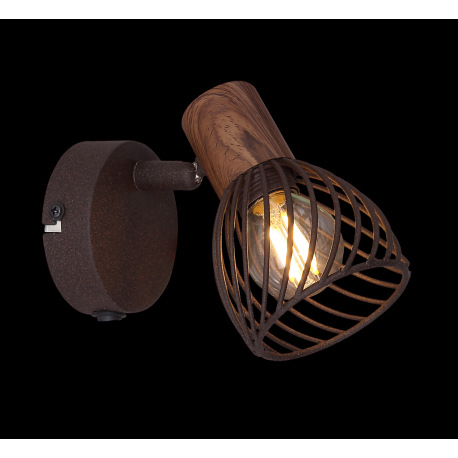 Nástenné svietidlo, kov vo farbe imitujúcu hrdzu, kov imitácia dreva, vypínač, ŠxV:80x120, H:130, be 9