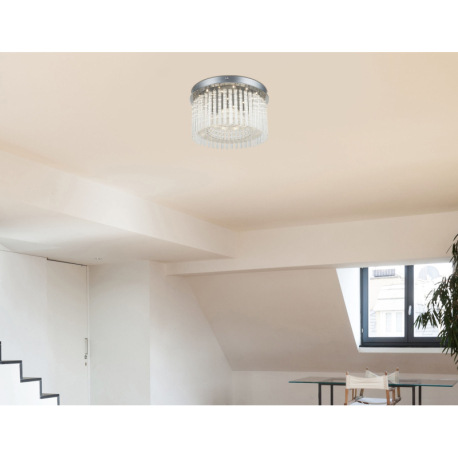Stropné svietidlo, chróm, akryl, sklenené tyčinky číre, K5 kryštály číre , Ø 370, V:215, vrátane 1xL 2