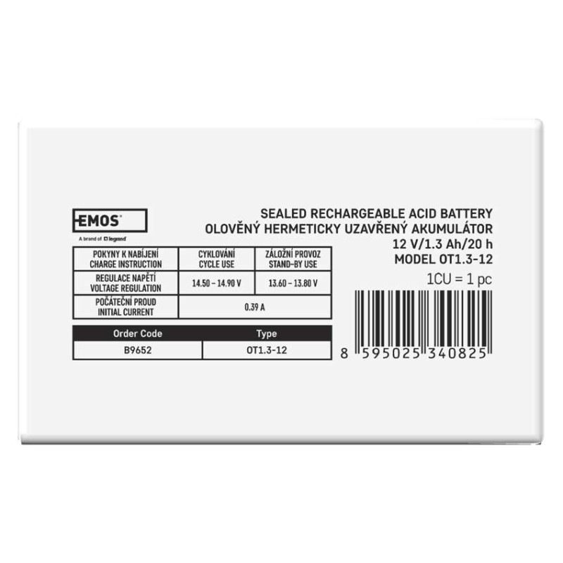 Bezúdržbový olovený akumulátor 12 V/1,3 Ah, faston 4,7 mm 5