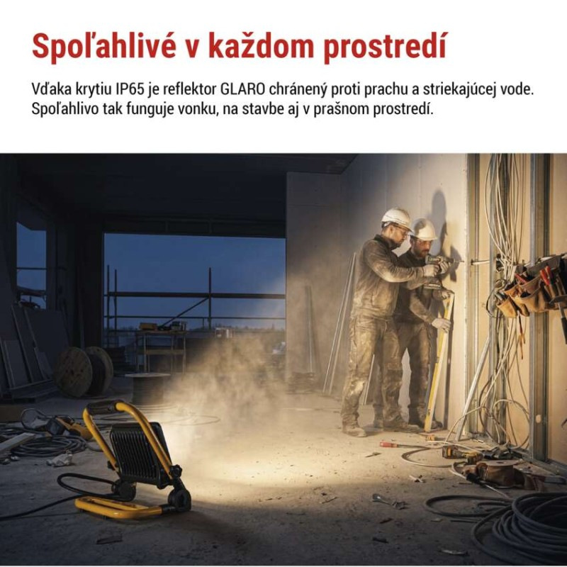 LED reflektor GLARO 50 W, žlto-čierny, IP65, 5000 lm, neutrálna biela 6