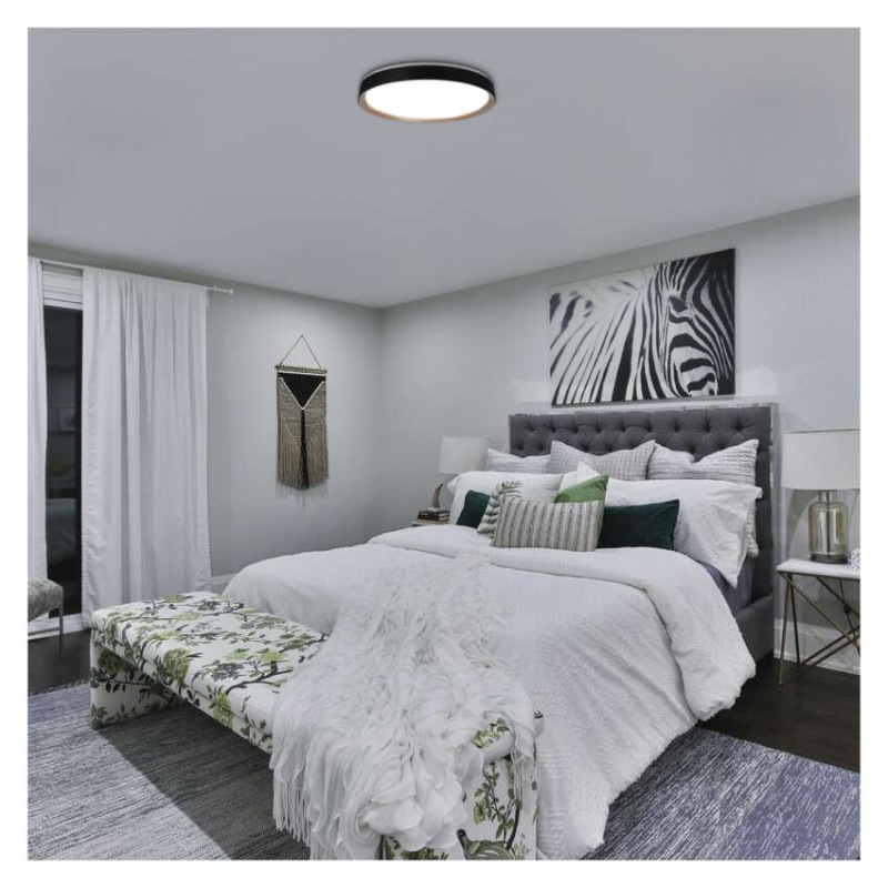 LED nástenné svietidlo ILVI, kruhové 45 W, stmievanie + CCT, čierna + drevo 8