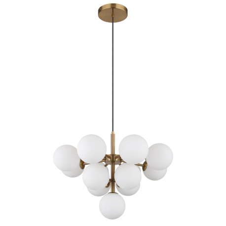 Závesné svietidlo, kov zlatej farby, sklenené gule biele, čierny textilný kábel, ø: 560 mm, V: 1200 11