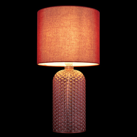 Stolová lampa, červené sklo, červený textil, biely PVC kábel, kolískový vypínač na kábli, ø: 265 mm, 5