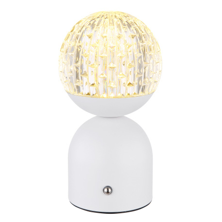 Nabíjateľná stolová lampa, kov biely, akryl číry, krištáľový efekt, stmievateľné, regulácia dotykové 16