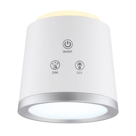 Nabíjateľná stolová lampa, hliník/plast biely, satin., strieborný, dotykové zapnutie/vypnutie/plynul 10