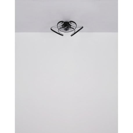 Stropný ventilátor, kov čierny matný, akryl biely, plast priehľadný, stmievateľný, niekoľko úrovní p 11