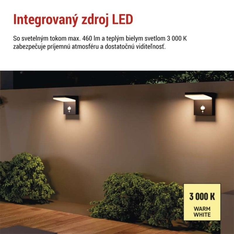 LED záhradné solárne nástenné svietidlo VEREA, senzor súmraku, 10,7 x 15,4 x 13 cm 3
