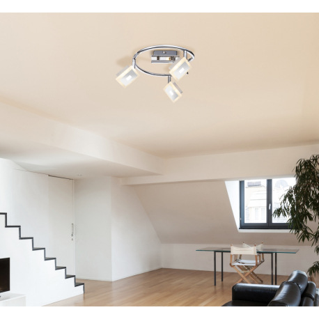 Stropné svietidlo, kov, chróm, satinovaný akryl, Ø 250, V: 155, vrátane 3xLED 5W 230V, 210lm, 3000K. 1