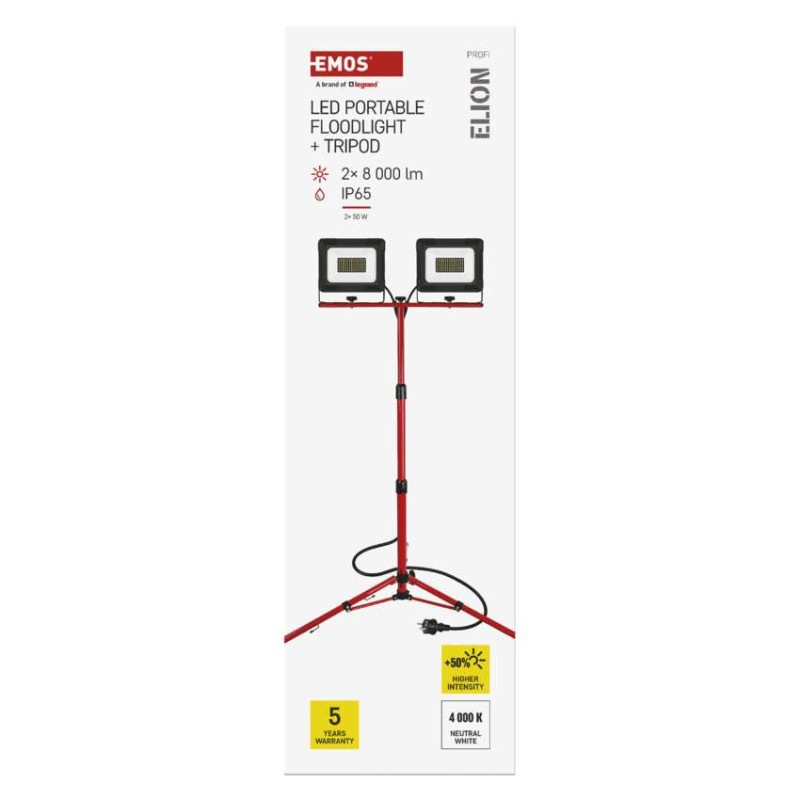LED reflektor ELION, 2×50W + trojnožka, neutrálna biela 12