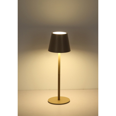 Stolová lampa, kov/plast pieskový/biely, dotyk. zap/vyp/stmievanie, USB-A 2.0 - USB-C; aku CR18650 1 14