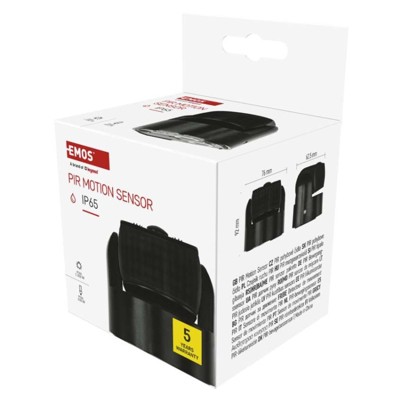 PIR senzor (pohybové čidlo) IP65 1200W, čierna 9