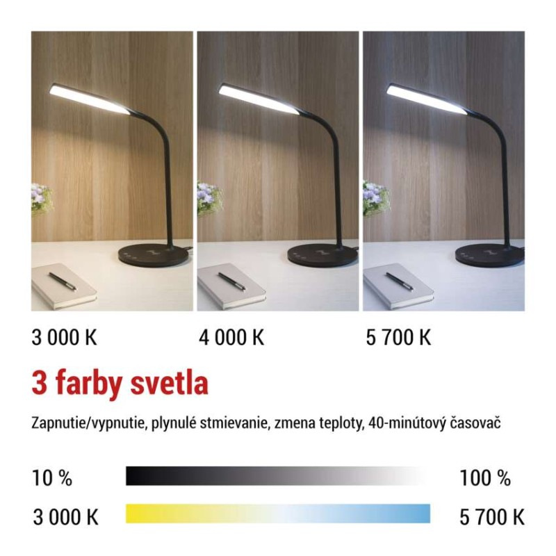 LED stolná lampa OSCAR, čierna 4