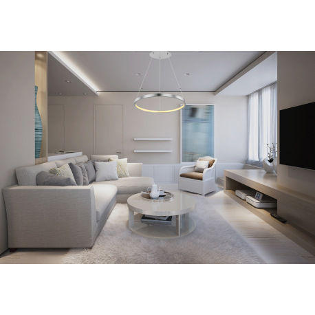 Závesné svietidlo, nikel, plast biely, Ø 385, V: 1200, vrátane 1xLED 19W 230V, 2160lm zdroj, 1000lm 1