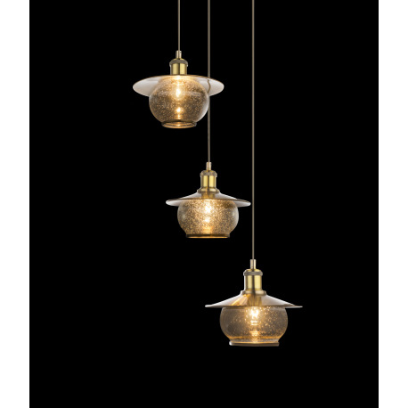 Závesné svietidlo, kov bronzovej farby, sklo, Ø450, V:1500, bez žiaroviek 3xE27, max. 60W 230V. 12