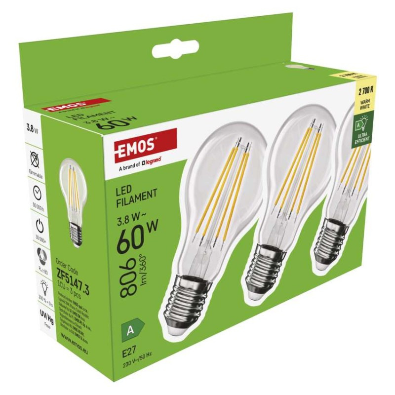LED žiarovka Filament A60 A CLASS/ E27 / 3,8 W (60 W) / 806 lm / teplá biela 9