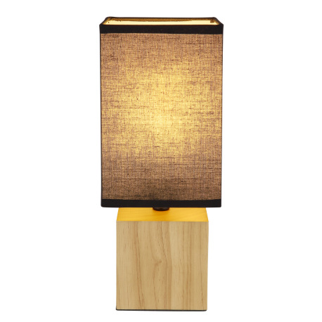 Stolná lampa prírodné drevo, textil čierny, kábel PVC čierny, kolískový vypínač na kábli, DxŠxV: 120 8