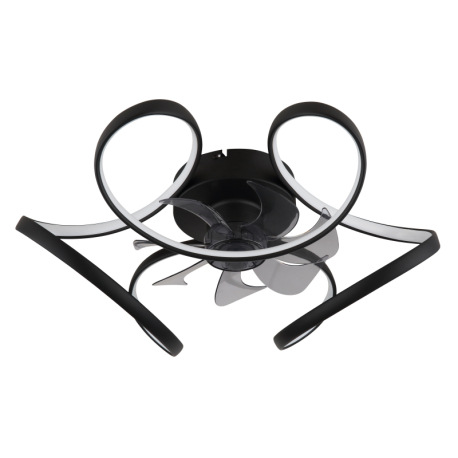 Stropný ventilátor, kov čierny matný, akryl biely, plast priehľadný, stmievateľný, niekoľko úrovní p 3