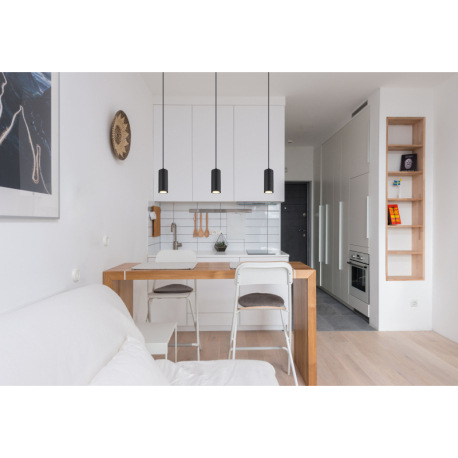 Závesné svietidlo kov čierny matný, MDF, imitácia tmavého dreva, kábel PVC čierny, DxŠxV: 90x90x1200 5