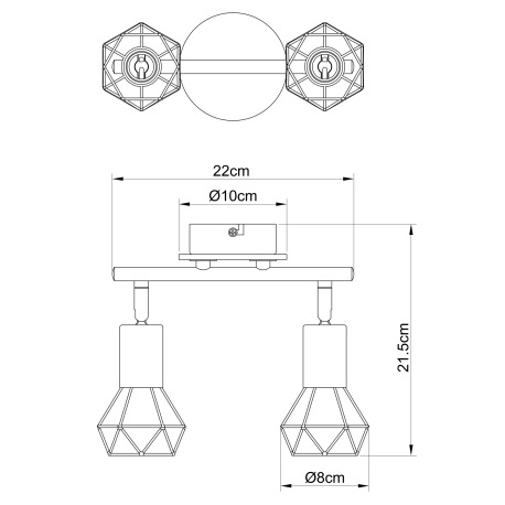 Nástenné svietidlo, kov čierny, drevo hnedé, DxV: 220x215, bez žiaroviek 2xE14, max. 40W 230V 11