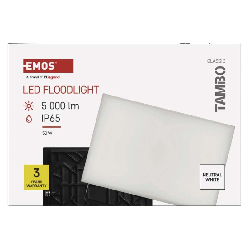 LED reflektor TAMBO, 50 W, 5000 lm, IP65, čierny 12