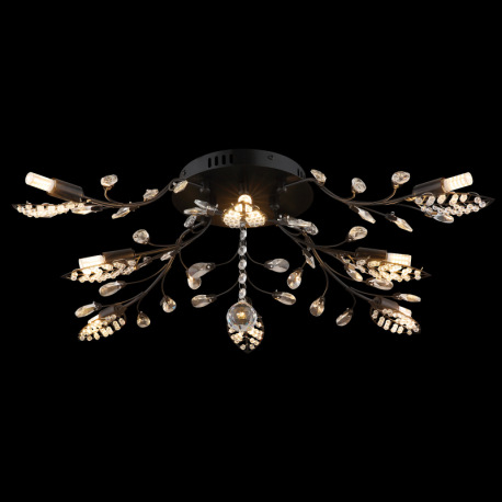 Stropné svietidlo, kov čierny matný, číre akrylové krištále, číry akrylový dekor, ø 760 mm, V: 250 m 2