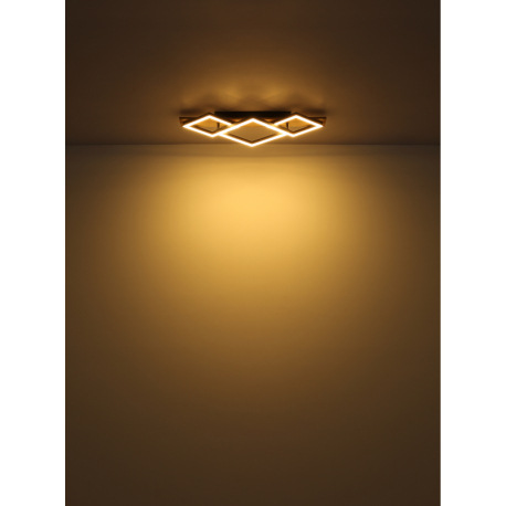 Stropné svietidlo, čierny matný kov, MDF sivý, plast vo farbe šampaň, plast biely, DxŠxV: 520x467x60 5