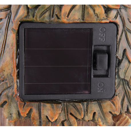 Solárne svietidlo, plast hnedý a zelený, domček z kmeňa stromu, IP44, vypínač, akumlátor V40H 40mAh 5