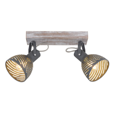 Nástenné svietidlo, drevo nabielené, kov sivý modrý, tienidlo s ozdobnými štrbinami, DxŠxV:300x125x2 4