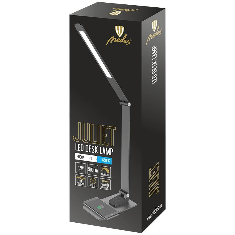 LED lampa JULIET stmievateľná s bezdrôtovým nabíjaním, časovačom a USB 12W - DL5303/B 2